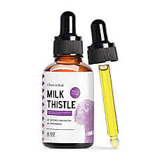 Chew + Heal Dog Milk Thistle Tincture with Moringa & Salmon Oil, Kidney & Liver Supplement, 4-fl oz