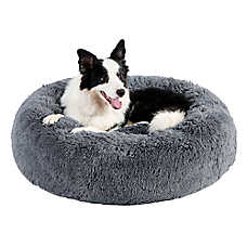 Bedsure? Calming Dog Bed-Fluffy Plush Faux Fur Anti-Slip Donut Dog & Cat Bed
