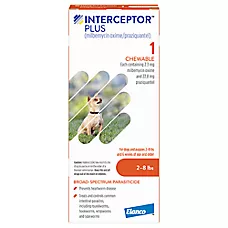 Interceptor Plus Chew for Dogs - 2-8 lbs (Orange) - 1, 6, or 12 Month Supply