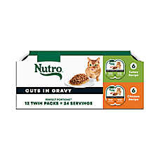 Nutro Perfect Portions Cuts in Gravy Adult Wet Cat Food -Non-GMO, Grain Free, Variety Pack, 12 Count