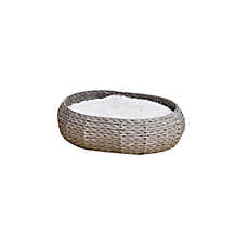 PetPals Buttercup Grey Handwoven Basket Pet Bed