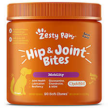 Zesty Paws Dog Hip & Joint Supplement with Glucosamine, Bacon Flavor Soft Chews, 90 Count