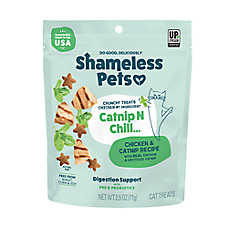 Shameless Pets Catnip N Chill Crunchy Cat Treats - Digestive Support, Chicken & Catnip