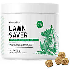Chew + Heal Dog Lawn Saver Supplement, Reduces Yellow Spots & Burns on Grass, Chicken Flavor, 120ct