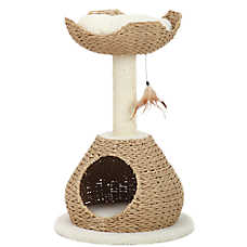 PetPals 29-in Walk Up Paper Rope Condo & Perch With Sisal Post Cat Tree, Tan & Cream