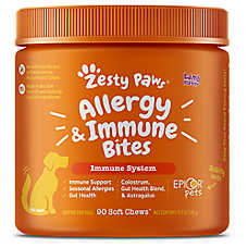 Zesty Paws Dog Allergy & Immune Bites, Probiotics for Itchy Skin & Ears, Lamb Flavor, 90ct