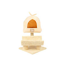 Armarkat 31-in Faux Fleece Real Wood Scratching Post & Condo Cat Tree, Goldenrod