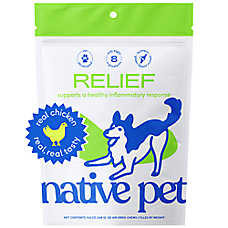 Native Pet Dog Relief Air-Dried Chews, Joint Support & Mobility, Chicken, 60 & 120 CT