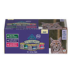 Blue Buffalo Wilderness Pate Adult Wet Cat Food Variety Pack - High Protein, 12 CT, 36 OZ