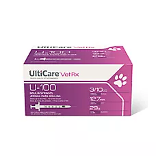UltiCare VetRx Insulin Syringes U-100 (12.7mm x 29G), 0.3cc, 0.5cc - 100 Count
