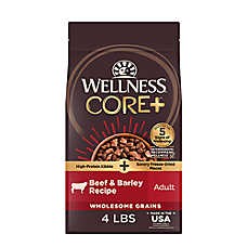 Wellness Core+ High Protein Kibble + Savory Freeze-Dried Pieces - Beef & Barley, Wholesome Grains