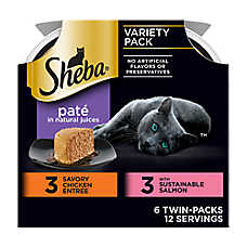 Sheba? Perfect Portions Adult Cat Wet Food - Pate, Chicken & Salmon Variety Pack