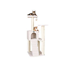 Armarkat 53-in Classic Faux Fleece Real Wood Cat Tree With Sisal Covered Scratching Post And Ladder,