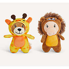Joyhound Crazy Comfy Plush Giraffe & Lion Dog Toy 2 Pack, Squeaker