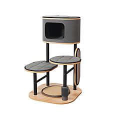 PetPals 37-in Starbz Industrial 4-Level Cat Tree with Condo, Grey