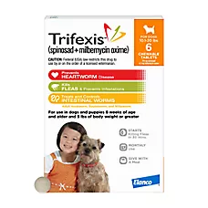 Trifexis Chewable Tablet for Dogs, 10.1 -20 lbs (Orange), 1 or 6 Month Supply