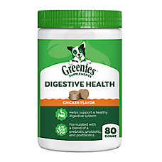 Greenies Dog Digestive Health Supplements, Active Probiotics, Chicken Flavor, 40-80 Count