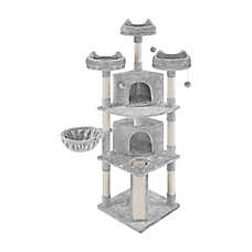 Yaheetech 76-in Multi-Level Cat Tree with 2 Condos, 3 Perches and Scratching Board, Light Gray