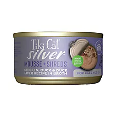Tiki Cat Silver Mousse & Shreds Senior Cat Wet Food - Natural, 2.4oz