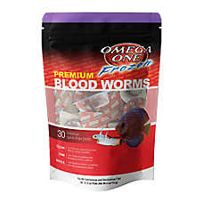 Omega&trade;One Frozen Blood Worms Fish Food High-Protein Frozen Fish Food for Aquarium Fish
