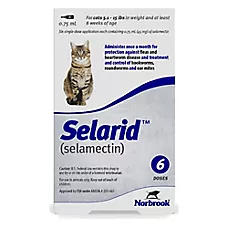 Selarid (selamectin) Topical for Cats 5.1-15 lbs (Blue Box) ,6 Month Supply