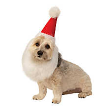 Rubie's Pet Shop Holiday Santa Hat With Attached Beard Pet Accessory