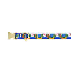 Top Paw? Abstract Plant Dog Collar, Blue Dog Collar, Adjustable, Multiple Sizes