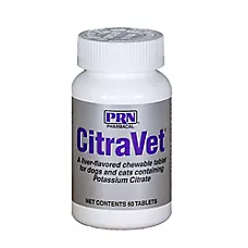 CitraVet (Potassium Citrate) for Dogs & Cats, 60 Chewable Tablets