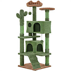 Yaheetech Cactus Cat Tree, Cute Cat House with Large Condo - Green