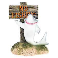 Top Fin? No Fishing with Shark Aquarium Ornament - Fish Tank Decor - Small