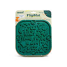 WOOF Dual Sided Lick Mat for Dogs, Green, 10.625" x 8.25"