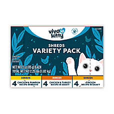 Viva La Kitty? Adult Wet Cat Food Variety Pack - Chicken Shreds, 12 Count, 36 Oz