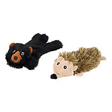 Joyhound Crazy Comfy Flattie Bear and Hedge Hog Crinkle Squeaky Plush Dog Toy