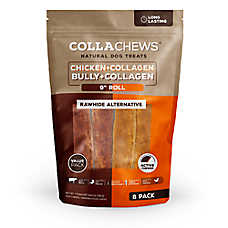 Collachews Rawhide Alternative Adult Dog Chew - Chicken/Bully + Collagen Rolls 26.6 oz