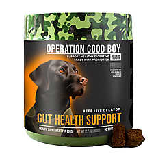 Operation Good Boy Dog Gut Health Support Chews, Probiotic Supplement, Beef Liver Flavor, 90 Count