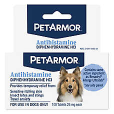 PetArmor? Dog Antihistamine Diphenhydramine HCI Tablets, Itch Relief & Probiotic, 100 Count