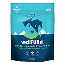 wellFURst Dog Seasonal Allergy Support, Freeze Dried Supplement Made with Wild Alaska Pollock. 30ct