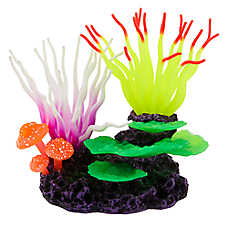 Top Fin? Glow Sea Anemone Reef Aquarium Ornament - Fish Tank Decor - Medium