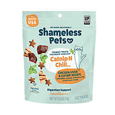 Shameless Pets Catnip N Chill Crunchy Cat Treats - Digestive Support, Chicken Liver & Catnip