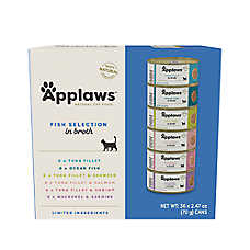 Applaws Wet Cat Food - Fish Selection in Broth, Variety Pack, 36 Count