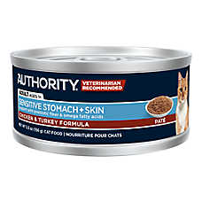 Authority Cat - Adult, Wet Food, Sensitive Stomach + Skin, Chicken, Turkey, 5.5 OZ