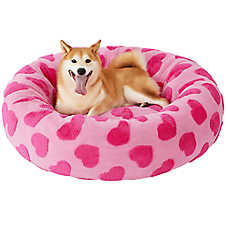 Lesure? Cute Donut Pet Bed for Dogs & Cats - Pink Hearts