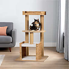 Whisker City? 40-in Multi 3-Level Whicker Cat Tower with Jute Scratching Posts, Dangling Toy