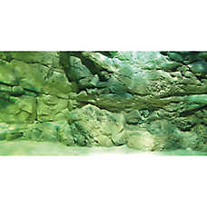 Top Fin? Rock Wall & Drift Wood Reversible Aquarium Background - Fish Tank Background - 24x48 in