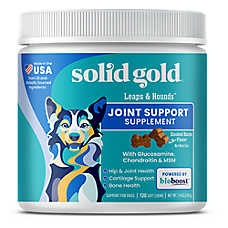 Solid Gold Dog Hip & Joint Supplement Leaps & Hounds, Bacon Flavor Soft Chews, 120 Count