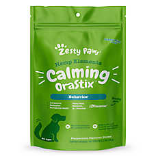 Zesty Paws Hemp Elements Dog Calming Dental OraStix for Stress & Hyperactivity, Peppermint, 12 oz