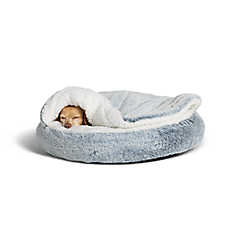 Top Paw? Faux Fur Gray Snuggler Medium Dog Bed 22Lx22W