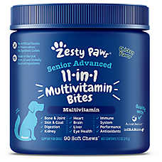 Zesty Paws Senior Advanced 11-in-1 Multivitamin Bites for Dogs, Chicken Flavor Soft Chews, 90 Count