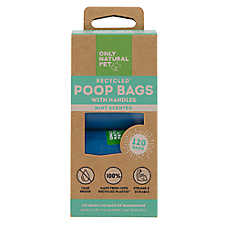 Only Natural Pet? Blue Recycled Poop Bags with Handles - Extra Thick - Blue