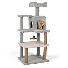 Whisker City? 55-in Multi 4-Level Carpet Cat Tower, Hammock Bed, Jute Scratching Posts